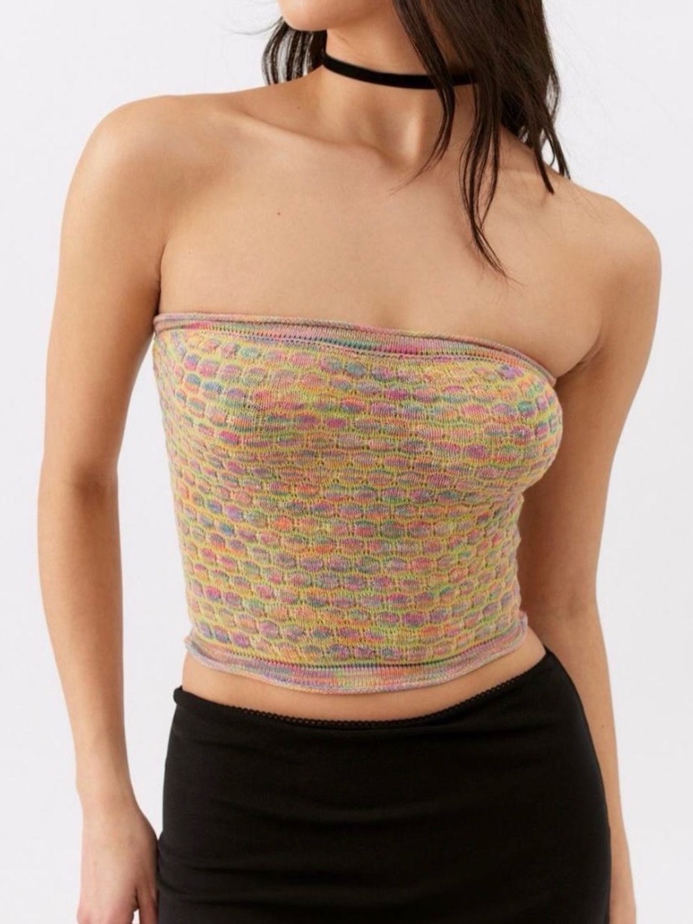 Urban Outfitters Pastel Rainbow Crochet Top